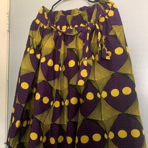 Purple Ankara/African Print Maxi Skirt with Matching Headscarf